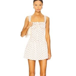 Elegant White and Red Polka Dot Mini Dress